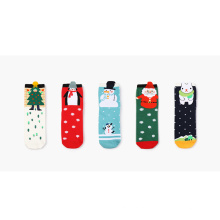 Custom wholesale snow Cartoon design  cute snowman cotton  girls woman Santa Claus  Christmas socks